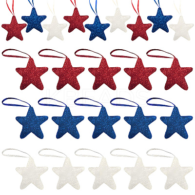 24Pcs 3 Colors Independence Day Foam Star Pendant Decorations AJEW-CN0004-58-1