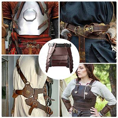 Medieval Viking PU Leather Belt Skirt AJEW-WH20077-031D-1