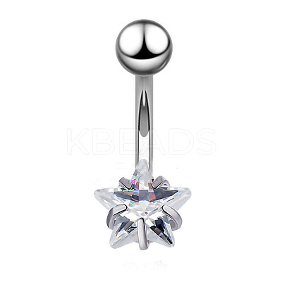 Clear Cubic Zirconia Belly Button Rings WG9960A-21-1