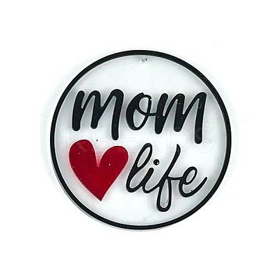 DIY Mother's Day Theme Flat Round Pendant Silicone Molds LS-SIMO-H010-02C-1