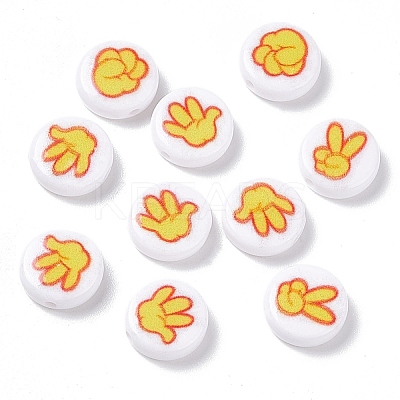 Opaque Printed Acrylic Beads SACR-F004-01A-1