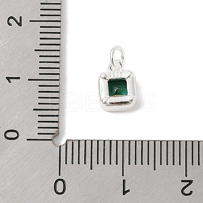 925 Sterling Silver Pave Cubic Zirconia Square Charms with Jump Rings and 925 Stamp STER-D288-05S-01-1