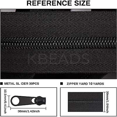 Nylon Closed-end Zipper and Zinc Alloy Zipper Sliders Zipper Head DIY-BC0011-64-1