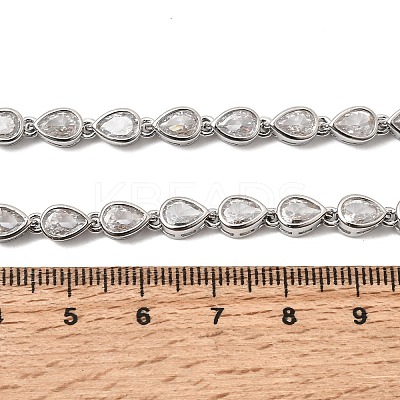 Brass Micro Pave Cubic Zirconia Geometric Tennis Necklaces NJEW-C121-02B-P-1