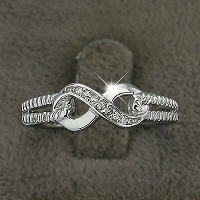 Brass & Clear Cubic Zirconia Finger Rings for Women FS-WGA713C-04-1