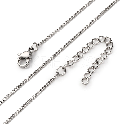 1.5MM 304 Stainless Steel Curb Chain Necklaces NJEW-T016-28P-1