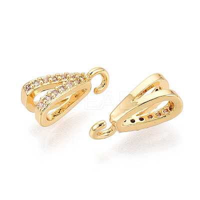 Brass Micro Pave Clear Cubic Zirconia Charms KK-N276-18G-1
