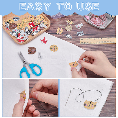 2 Bags Printed Wood Buttons BUTT-WR0001-31-1