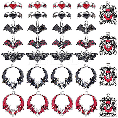 32Pcs 8 Styles Alloy Enamel Pendants ENAM-SC0007-41-1