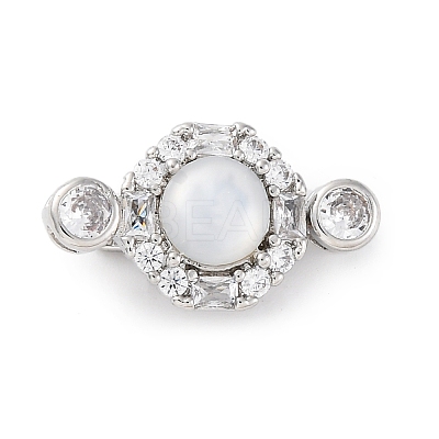 Brass Micro Pave Clear Cubic Zirconia Box Clasps KK-P291-28P-1