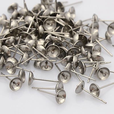 Tarnish Resistant 304 Stainless Steel Stud Earring Findings LS-STAS-N019-15-6mm-1