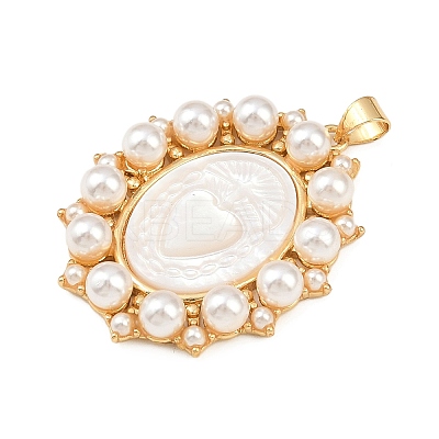 Natural White Shell Oval Pendants KK-F919-47G-1