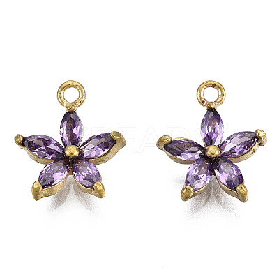 Brass Inlaid Purple Cubic Zirconia Charms LS-KK-Q669-28U-01-1
