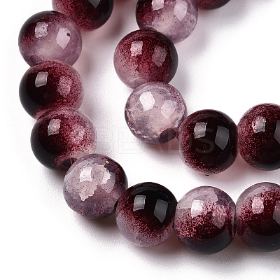 Crackle Baking Paint Imitation Jade Glass Beads Strands DGLA-T003-10mm-14-1