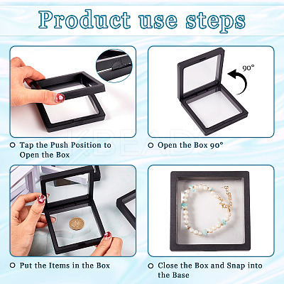 6Pcs 2 Styles Square Transparent 3D Floating Frame Display OBOX-TA0001-01-1