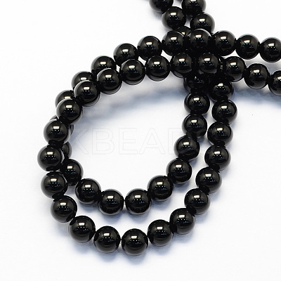 Round Natural Dyed & Heated Black Onyx Beads Strands LS-G-S119-8mm-1
