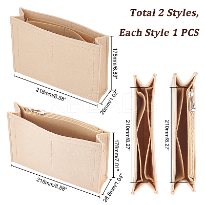2Pcs 2 Style Wool Felt Purse Organizer Insert FIND-WR0004-90-1