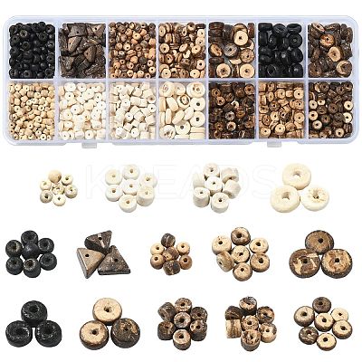 56G 14 Styles Natural Coconut Rondelle Beads COCB-CJ0001-01-1
