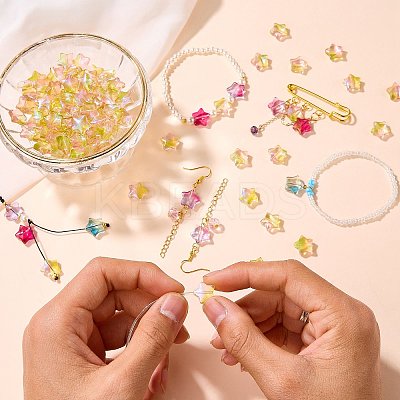 100Pcs Gradient Color Handmade Lampwork Beads DIY-SZ0010-51E-1