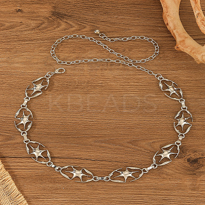 Alloy Ethnic-style Hexagon Link Chain Belts for Women FS-WGE7426-01-1