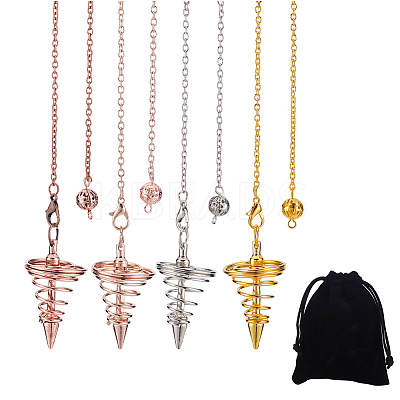 4Pcs 4 Colors Brass Cable Chain Coil Dowsing Pendulums HJEW-CP0001-02-1