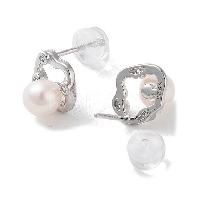 Natural Pearl Stud Earrings for Women EJEW-C082-08P-1