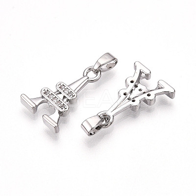 Brass Micro Pave Cubic Zirconia Pendants KK-T070-89P-1