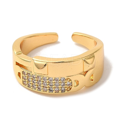 Rack Plating Brass Micro Pave Clear Cubic Zirconia Cuff Rings for Women RJEW-G325-13H-G-1