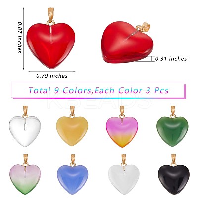 27Pcs 9 Colors Glass Pendants JX244A-1