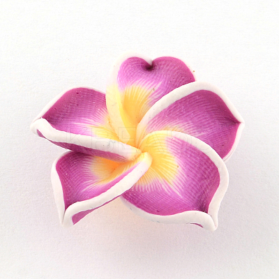 Handmade Polymer Clay 3D Flower Plumeria Beads LS-X-CLAY-Q192-30mm-07-1