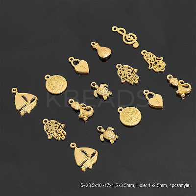 40Pcs 10 Style Rack Plating Alloy Pendants PALLOY-CA0002-41-1