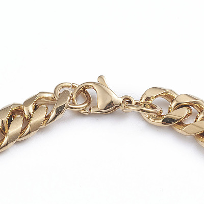 Unisex 304 Stainless Steel Curb Chain Bracelet & Necklace Jewelry Sets LS-SJEW-L198-002G-1