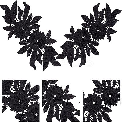 Polyester Embroidered Floral Lace Collar DIY-WH0326-47B-1