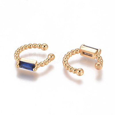 Golden Plated Brass Micro Pave Cubic Zirconia Cuff Earrings EJEW-L244-06C-1