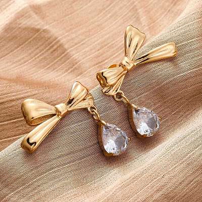 304 Stainless Steel Rhinestone Stud Earrings EJEW-Z098-09G-1