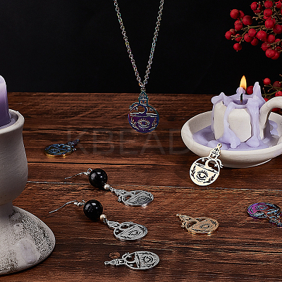 18Pcs 3 Colors 304 Stainless Steel Pendant STAS-DC0012-34-1