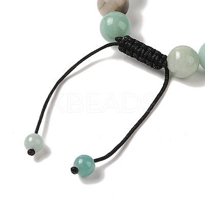 10mm Round Natural Flower Amazonite Braided Bead Bracelets BJEW-C067-01C-23-1
