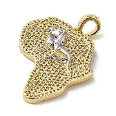 Brass Micro Pave Clear Cubic Zirconia Pendants KK-R162-075G-1