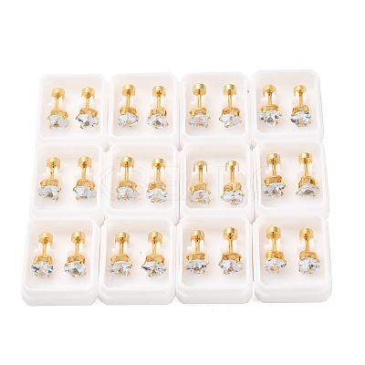 Heart Glass Ear Fake Plugs EJEW-H105-25G-D-1