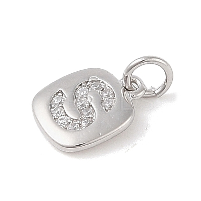 Rack Plating Brass Micro Pave CLear Cubic Zirconia Charms KK-E110-14P-S-1