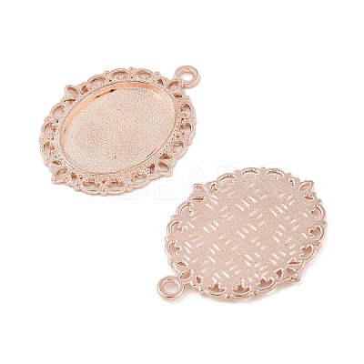 Tibetan Style Antique Silver Alloy Flat Oval Pendant Cabochon Settings TIBEP-M022-19RG-1