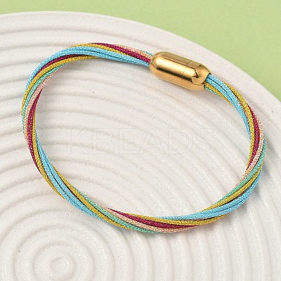 304 Stainless Steel with Polyester Metallic Cord Bracelets for Women BJEW-Z145-01G-33-1