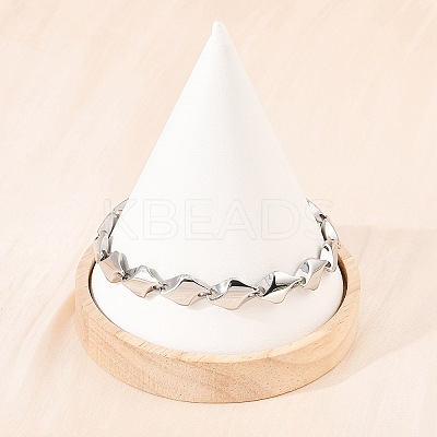 304 Stainless Steel Rhombus Link Chain Bracelets for Men Women BJEW-G766-03P-01-1