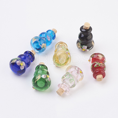 Handmade Lampwork Perfume Bottle Pendants LAMP-P044-B-1