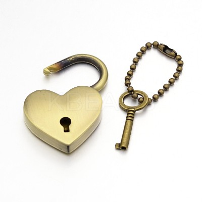 Heart Lock & Key Zinc Alloy Key Clasps X-KEYC-O009-14-1