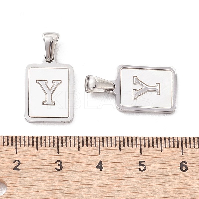 304 Stainless Steel Pave Shell Pendants LS-STAS-G327-01P-Y-1