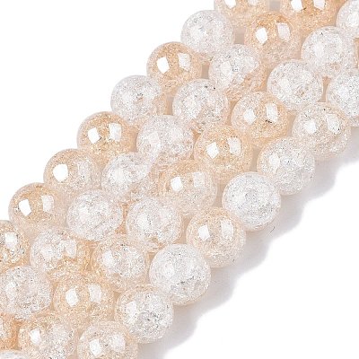 Electroplated Crackle Glass Beads Strands EGLA-N014-8mm-02-1