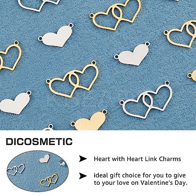 24Pcs 4 Styles Valentine's Day 304 Stainless Steel Connector Charms STAS-DC0011-68-1