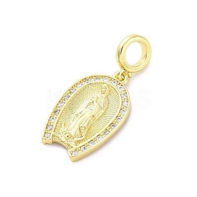 Brass Micro Pave Cubic Zirconia Virgin Mary European Dangle Charms KK-D325-27G-02-1