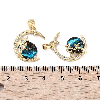 Rack Plating Brass Pave Clear Cubic Zirconia Pendants X-KK-G482-06G-1